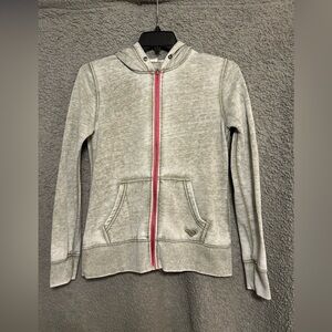 Roxy Gray Hoodie Jacket with Pink Zipper